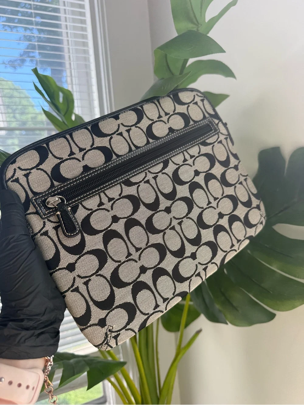 Coach Monogram Laptop Sleeve in Black and Tan